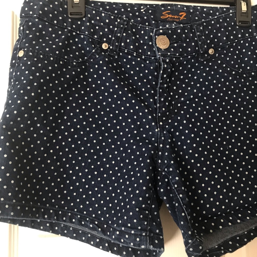 Polka Dot Denim Shorts